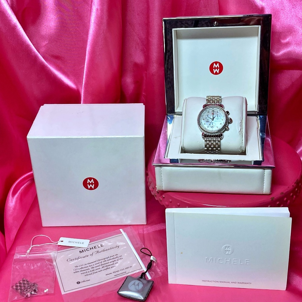 Authentic Michele Diamond CSX-36 Chronograph Watch 0.60ct